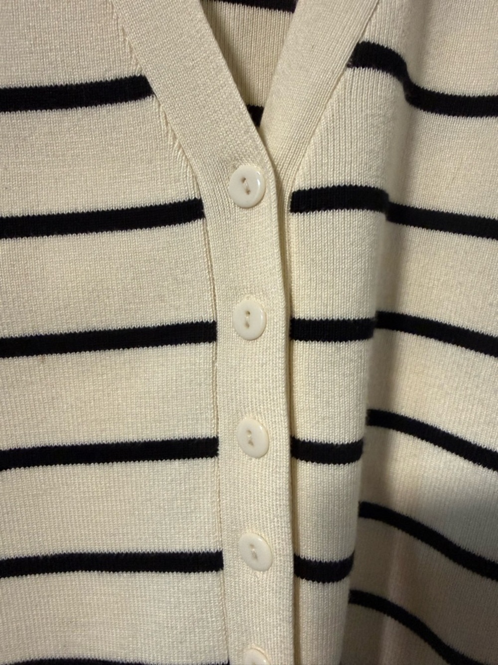 Commense Cream and Black Striped Button-Up Knit Vest - Picture 2 of 4